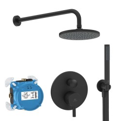 IDEAL STANDARD - CeraLine Sprchový set s baterií pod omítku, s tělesem, průměr 20 cm, matná černá (BD193XG)