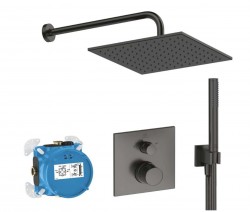 IDEAL STANDARD - CeraTherm Sprchový set s termostatem pod omítku, s tělesem, 30x30 cm, Magnetic Grey (A7572A5)