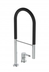 IDEAL STANDARD - Gusto Dřezová baterie s flexibilním ramenem a sprškou, 2-otvorová instalace, chrom/černá (BD425AA)