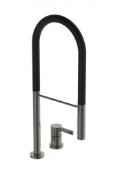 IDEAL STANDARD - Gusto Dřezová baterie s flexibilním ramenem a sprškou, 2-otvorová instalace, Magnetic Grey/černá (BD425A5)