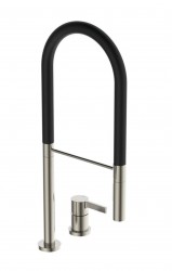 IDEAL STANDARD - Gusto Dřezová baterie s flexibilním ramenem a sprškou, 2-otvorová instalace, ocel/černá (BD425GN)