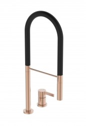 IDEAL STANDARD - Gusto Dřezová baterie s flexibilním ramenem a sprškou, 2-otvorová instalace, Sunset Rose/černá (BD425J4)