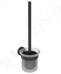 IDEAL STANDARD - IOM WC štětka nástěnná s držákem, černá/satinované sklo (A9119XG)