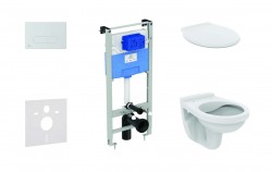 IDEAL STANDARD - ProSys Set předstěnové instalace, klozet Alpha se sedátkem, tlačítko Oleas M1, chrom mat (ProSys120M SP35)