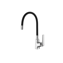 INVENA - Dřezová baterie Ligaria s elastickým výtokem, chrom/černá (BZ-39-008-L)