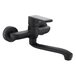 INVENA - Dřezová baterie nástěnná SIROS, černá, černá (BC-90-004-A)