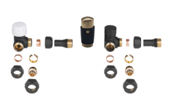 INVENA - Termostatická sada ventilů pro měděné nebo alupex trubky, levá nebo pravá, barva: černá, zlatá (CD-25-Z15-S)