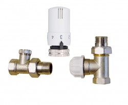 INVENA - Termostatická sada ventilů, rohová bílá: hlavice, termostatický ventil, zpětný ventil (CD-77-K15-S)