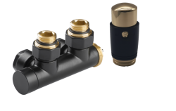 INVENA - Termostatická sada ventilů, typ DUOPLEX, pro středové připojení, barva: černá, zlatá (CZ-93-015-S)