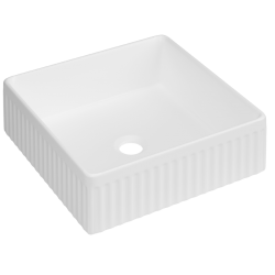 INVENA - Umyvadlo na desku Glamour Trend 36x36cm, rýhovaný čtverec, bílý lesk (CE-63-K01-L)