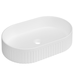 INVENA - Umyvadlo na desku Glamour Trend 50x32cm, rýhovaný ovál, bílý lesk (CE-63-W01-L)