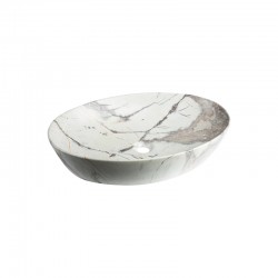 INVENA - Umyvadlo na desku Ipsarion 62 cm, ovál s mramorovým efektem, béžová/hnědá mat (CE-84-721-C)