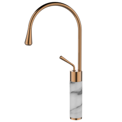 INVENA - Umyvadlová baterie vysoká STONE bílá/měď  (BU-03-W18-V)