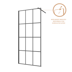 INVENA - Walk-in II 120x200cm, geometrická 8mm shiny-glass, černá (AK-32-127-S)