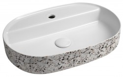 ISVEA - INFINITY OVAL keramické umyvadlo na desku, 60x40cm, terrazzo (10NF65060-2L-TRZ)