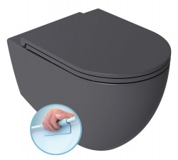ISVEA - INFINITY závěsná WC mísa, Rimless, 36,5x53cm, antracit (10NF02001-2C)
