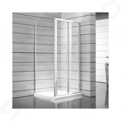 JIKA - Lyra plus Sprchové dveře skládací 800 L/P, sklo dekor stripy, bílá (H2553810006651)