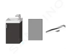 JIKA - Petit Set skříňky s umývátkem, zrcadla a osvětlení, šedá (H45J5141753011)