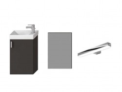 JIKA - Petit Set skříňky s umývátkem, zrcadla a osvětlení, šedá (H45J5141753011)