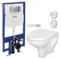 JIKA předstěnový instalační 8 cm systém bez tlačítka + WC CERSANIT ARTECO CLEANON + SEDÁTKO (H894652 X AT1)