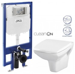 JIKA předstěnový instalační 8 cm systém bez tlačítka + WC CERSANIT CLEANON CARINA + SEDÁTKO (H894652 X CA2)