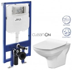 JIKA předstěnový instalační 8 cm systém bez tlačítka + WC CERSANIT CLEANON CARINA + SEDÁTKO (H894652 X CA3)