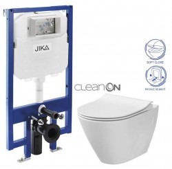 JIKA předstěnový instalační 8 cm systém bez tlačítka + WC CERSANIT CLEANON CITY (H894652 X CI1)