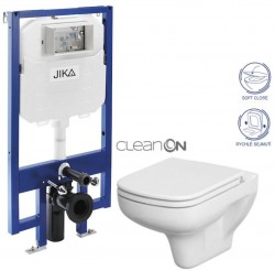 JIKA předstěnový instalační 8 cm systém bez tlačítka + WC CERSANIT CLEANON COLOUR + SEDÁTKO (H894652 X CN1)