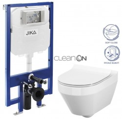 JIKA předstěnový instalační 8 cm systém bez tlačítka + WC CERSANIT CLEANON CREA OVÁL + SEDÁTKO (H894652 X CR1)