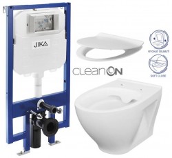 JIKA předstěnový instalační 8 cm systém bez tlačítka + WC CERSANIT CLEANON MODUO + SEDÁTKO (H894652 X MO1)