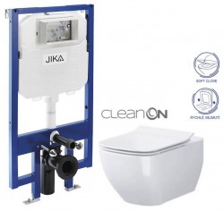 JIKA předstěnový instalační 8 cm systém bez tlačítka + WC CERSANIT VIRGO CLEANON + SEDÁTKO (H894652 X ME1)