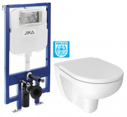 JIKA předstěnový instalační 8 cm systém bez tlačítka + WC JIKA LYRA PLUS RIMLESS + SEDÁTKO DURAPLAST (H894652 X LY1)