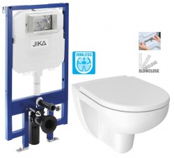 JIKA předstěnový instalační 8 cm systém bez tlačítka + WC JIKA LYRA PLUS RIMLESS + SEDÁTKO DURAPLAST SLOWCLOSE (H894652 X LY2)