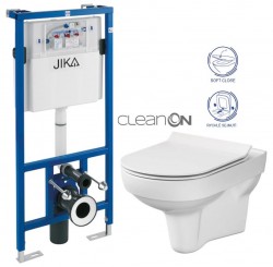 JIKA předstěnový instalační systém bez tlačítka + WC CERSANIT CITY NEW CLEANON + WC SEDÁTKO SLIM (H895652 X CI2)