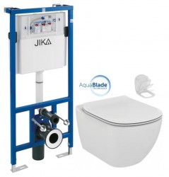 JIKA předstěnový instalační systém bez tlačítka + WC Ideal Standard Tesi se sedátkem SoftClose, AquaBlade  (H895652 X TE1)