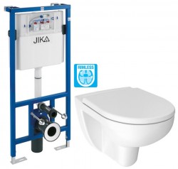 JIKA předstěnový instalační systém bez tlačítka + WC JIKA LYRA PLUS RIMLESS + SEDÁTKO DURAPLAST (H895652 X LY1)