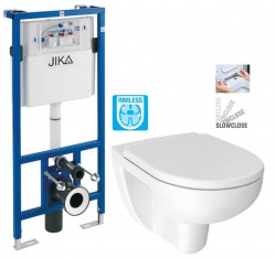 JIKA předstěnový instalační systém bez tlačítka + WC JIKA LYRA PLUS RIMLESS + SEDÁTKO DURAPLAST SLOWCLOSE (H895652 X LY2)