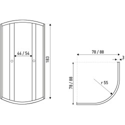 KERRA - Sprchový kout Černý Pixel 90 (bez vaničky) (5907548117366)