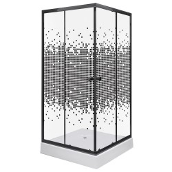KERRA - Sprchový kout Černý Pixel SQ 90 (s vaničkou) (5907548118356)