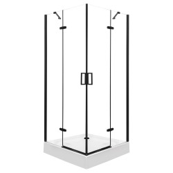 KERRA - Sprchový kout Flow s vaničkou 90 (černý) (5907548118486)