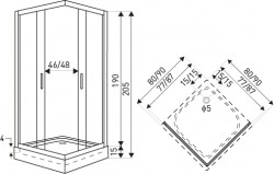 KERRA - Sprchový kout Madera Str 80 SQ (s vaničkou) (5907548115324)