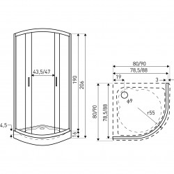 KERRA - Sprchový kout Madera Str 90 (s vaničkou) (5907548115256)