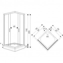 KERRA - Sprchový kout Madera Str 90 SQ (s vaničkou) (5907548115331)