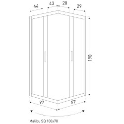 KERRA - Sprchový kout Malibu SQ 100x70 (bez vaničky) (5907548123404)