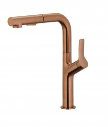 KFA - Bat. Duero design kuchyňská, stojící, s vyjímatelnou a otočnou výtokovou armaturou, broušené růžové zlato (6623-220-34)