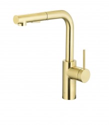 KFA - Baterie Duero basic, kuchyňská, stojící, s vyjímatelnou a otočnou výtokovou armaturou, PVD broušené světlé zlato (6623-110-39)