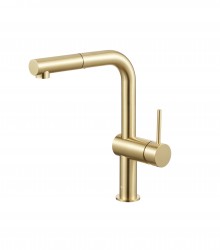 KFA - Baterie Duero Edge, kuchyňská, stojící, s vyjímatelnou a otočnou výtokovou armaturou, PVD broušené světlé zlato (6623-510-39)