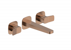 KFA - Baterie Malaga, umyvadlová, 3-otvorová, podomítková, stěnová, PVD broušené růžové zlato (4529-821-34)