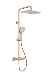 KFA - Dešťová hlavice Malaga s termostatickou sprchou, nástěnná, PVD broušené růžové zlato (5756-910-34)