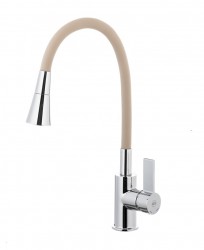 KFA - Dřezová baterie RUMBA DUO s elastickým výtokem béžová/chrom (6553-925-51)